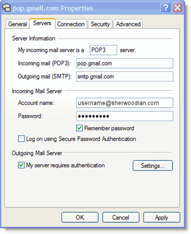 pop3 settings for att email